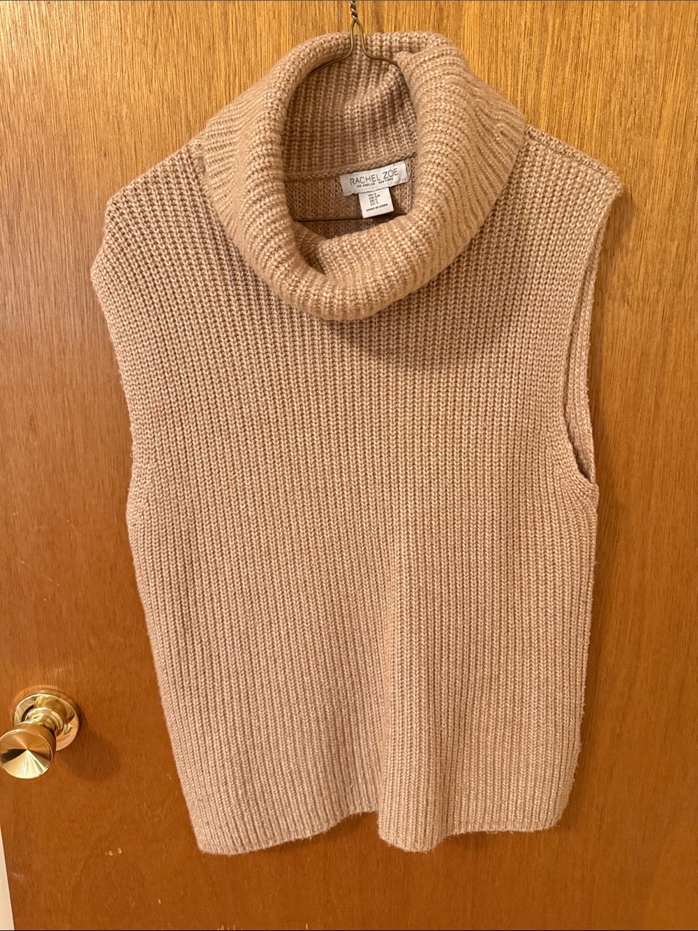 Rachel Zoe Sleeveless Cowl Neck Sweater Vest - Camel/Tan